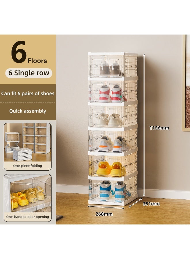 كونسيبت هوم منظم أحذية من 6 طبقات، تحمل 6 احذية مزوج، نافذة شفافة، بلاستيك أبيض/شفاف 115.6x35x26.8×35×45 سم - Image 2