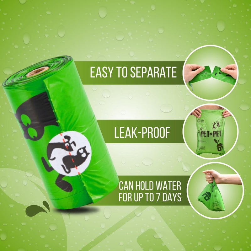 Pet N Pet 1080 Counts Green Poop Bags for Dogs, 41% Plant Based & 59% PE Extra Thick Dog Poop Bags Rolls, 9" x 13", Unscented Pet Waste Bag - Image 3