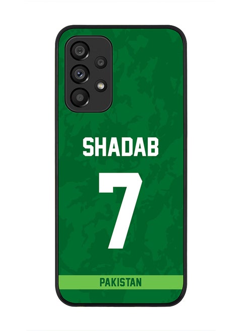 Rugged Black Edge Case for Samsung Galaxy A33 5G, Slim fit Soft Case Flexible Rubber Edges Thin Cover - Player Name - Shadab Khan, Jersey Number- 7