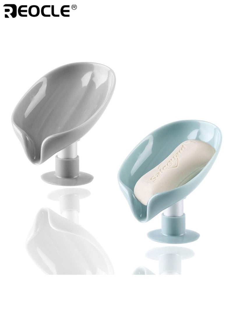ريوكل حامل صابون بلاستيكي بيضاوي ٢ قطعة حوض استحمام رف صابون سريع الجفاف حامل مائل تصميم بكوب شفط صندوق قابل للفصل منظم بدون حفر للاستخدام المنزلي - Image 5