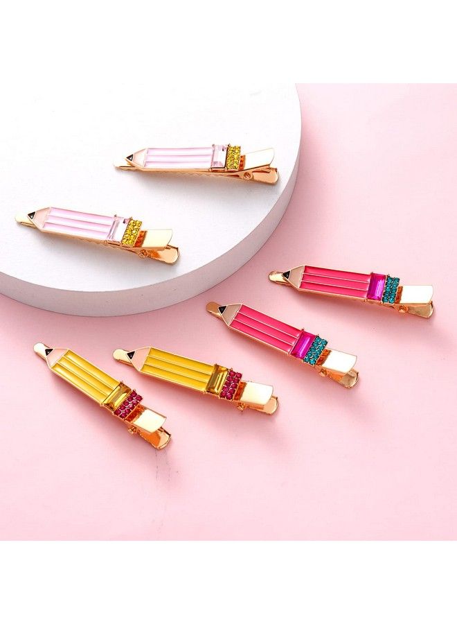 HZEYN 6 Pack Teacher Hair Clips Funny Pencil Hair Clips Teacher Appreaction Gifts Back To Shool Hair Accessories For Teachers Student - Image 4
