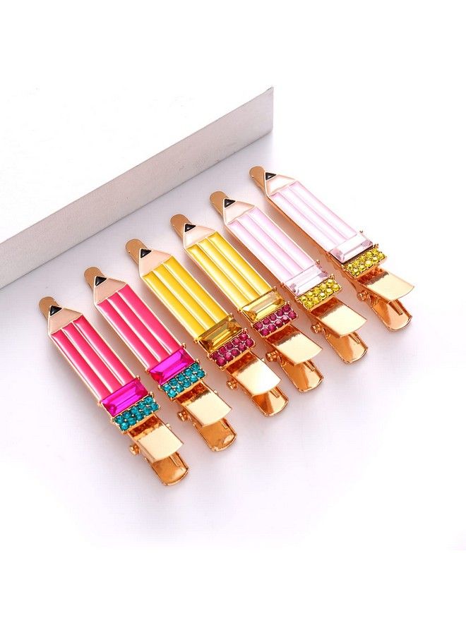 HZEYN 6 Pack Teacher Hair Clips Funny Pencil Hair Clips Teacher Appreaction Gifts Back To Shool Hair Accessories For Teachers Student - Image 3