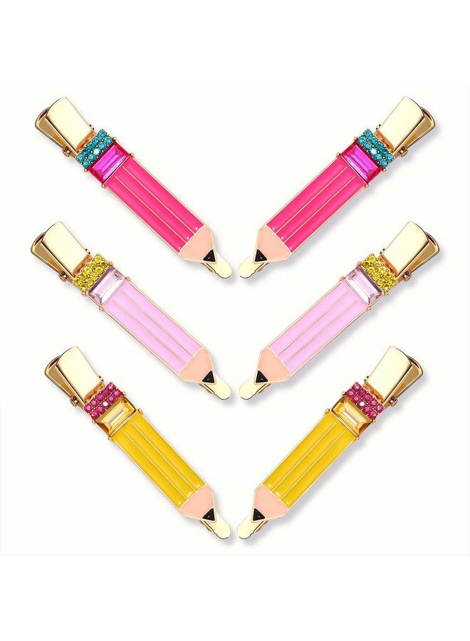 HZEYN 6 Pack Teacher Hair Clips Funny Pencil Hair Clips Teacher Appreaction Gifts Back To Shool Hair Accessories For Teachers Student - Image 2