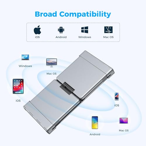 iClever لوحة مفاتيح محمولة iClever، BK09 لوحة مفاتيح بلوتوث قابلة للطي مع لوحة أرقام للسفر ورحلات العمل، قابلة للشحن عبر USB-C للكمبيوتر المحمول، آيباد، آيفون، مزامنة حتى 3 أجهزة - Image 4