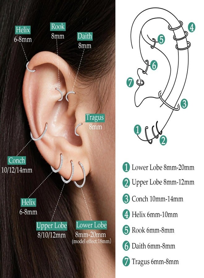 Limerencia Small Hoop Earrings,G23 Implant Grade Titanium Hypoallergenic Lightweight Hoop Earrings,Pure Titanium Earrings for Women Men Sensitive Ears, 10mm, Titanium, No Gemstone - Image 3