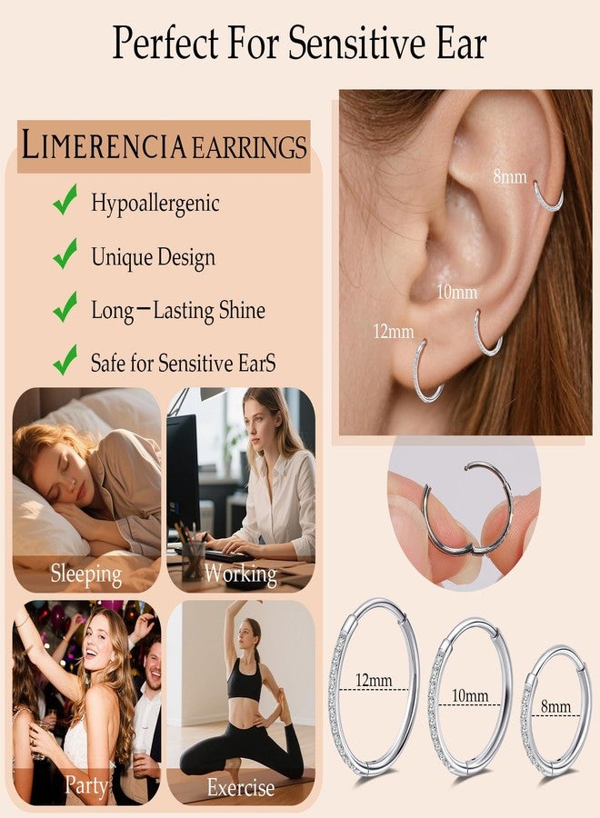 Limerencia Small Hoop Earrings,G23 Implant Grade Titanium Hypoallergenic Lightweight Hoop Earrings,Pure Titanium Earrings for Women Men Sensitive Ears, 10mm, Titanium, No Gemstone - Image 4