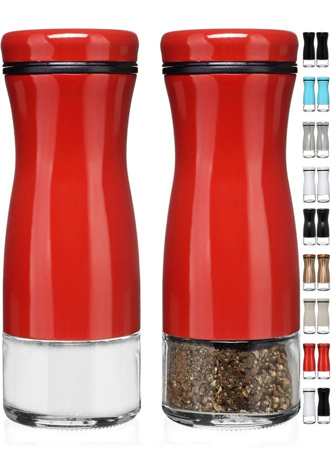 CHEFVANTAGE Salt and Pepper Shakers Set with Adjustable Pour Holes - Red - Image 1