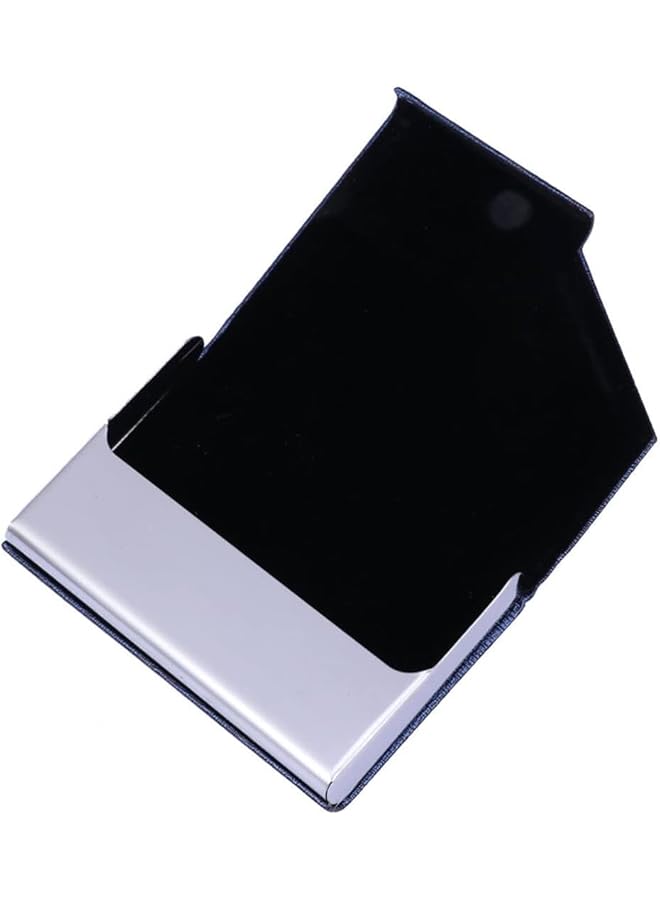 إيروريكس حامل بطاقات العمل رفيع من الجلد الصناعي والفولاذ المقاوم للصدأ، مناسب للسفر والأعمال التجارية، باللون الأزرق - Image 4