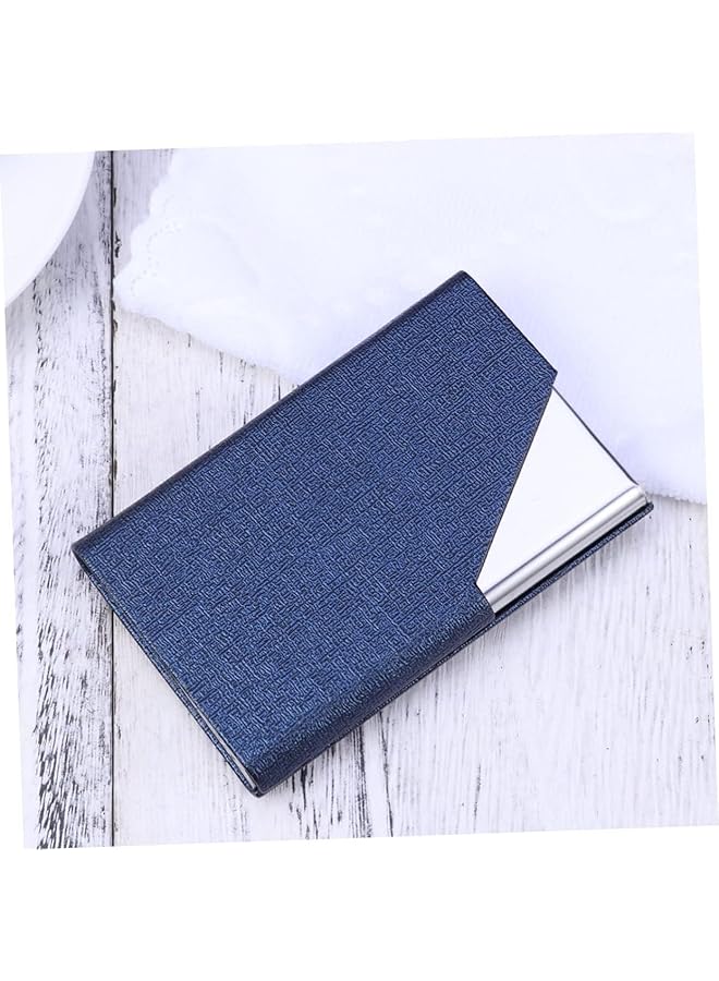 إيروريكس حامل بطاقات العمل رفيع من الجلد الصناعي والفولاذ المقاوم للصدأ، مناسب للسفر والأعمال التجارية، باللون الأزرق - Image 2