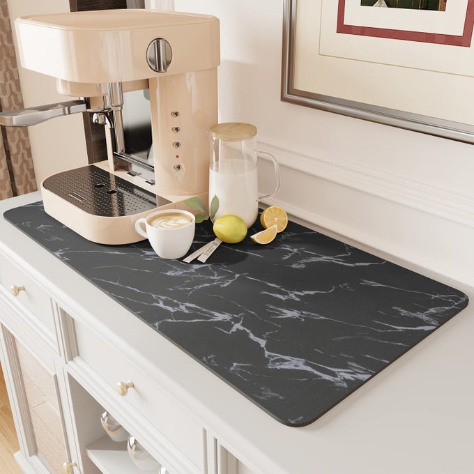 COFFEE MAT ABSORBENT DISH DRYING MAT FOR KITCHEN COUNTER FITS UNDER COFFEE MAKER DISH RACK