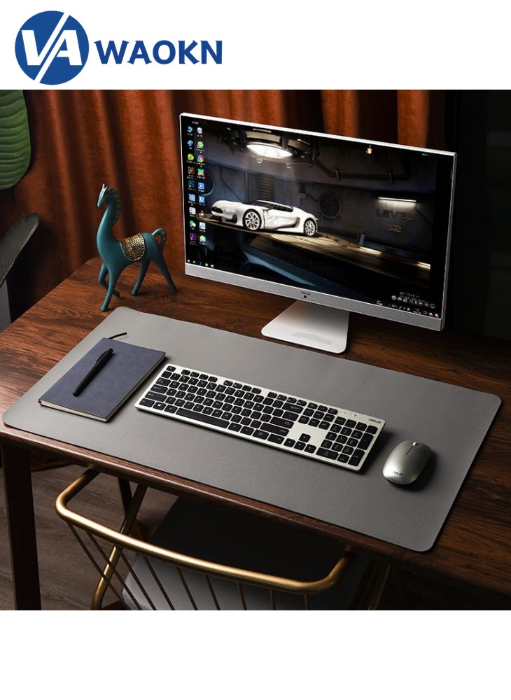 WAOKN Large Gaming Mouse Pad XL  Non-Slip Mouse Pad Large Keyboard Mouse Pad Desk Pad with Stitched Edge  Leather Surface Waterproof Layer Mouse Pad 