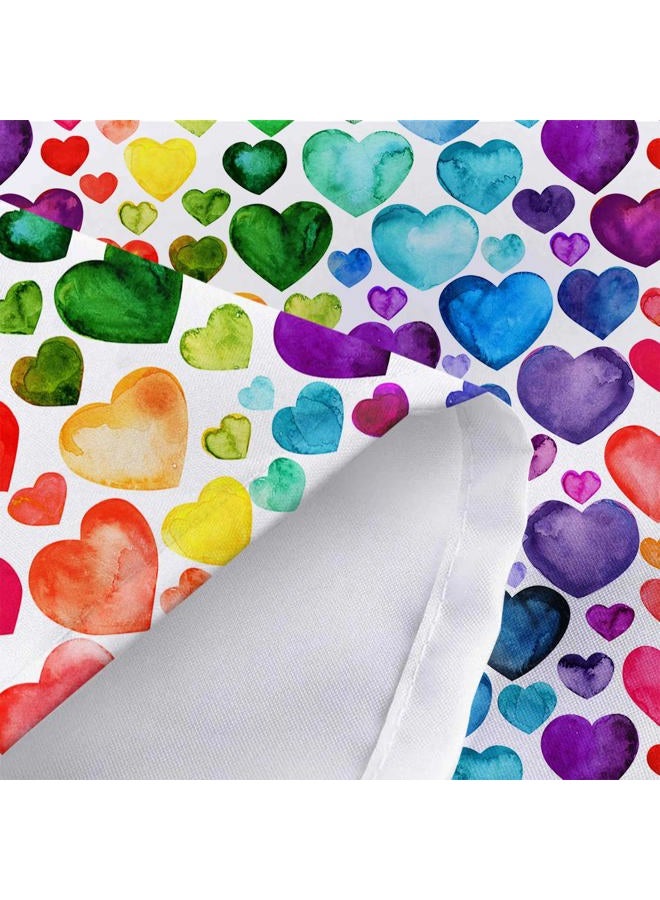 Wathon Colorful Heart Shower Curtain, Rainbow Valentine Romantic Heart Cute Bathroom Decor, Geometric Rainbow Design Cloth Fabric Bathroom Decor Set with Hooks 72 x 72 Inch - Image 4