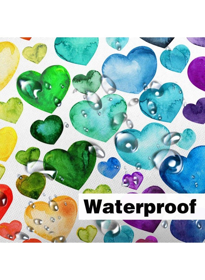 Wathon Colorful Heart Shower Curtain, Rainbow Valentine Romantic Heart Cute Bathroom Decor, Geometric Rainbow Design Cloth Fabric Bathroom Decor Set with Hooks 72 x 72 Inch - Image 5