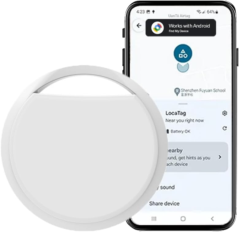 UanTii Simple multi-feature practical build Smart Itag for Android Phones Bluetooth itag Key Finder Works with Google Find Hub App Smart Tag (White 1pcs) Wide daily application - Image 1