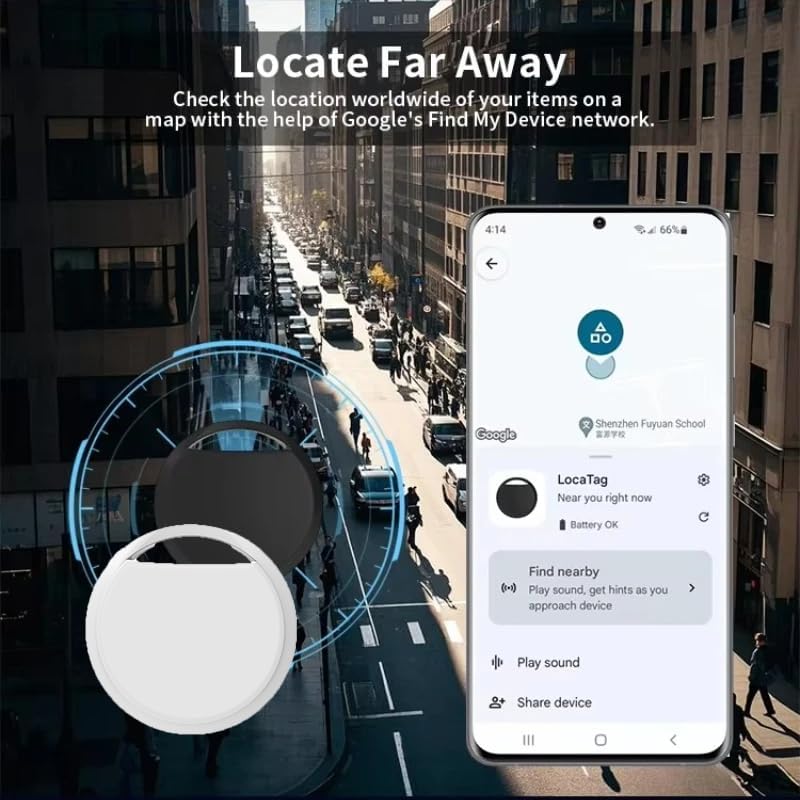 UanTii Simple multi-feature practical build Smart Itag for Android Phones Bluetooth itag Key Finder Works with Google Find Hub App Smart Tag (White 1pcs) Wide daily application - Image 4