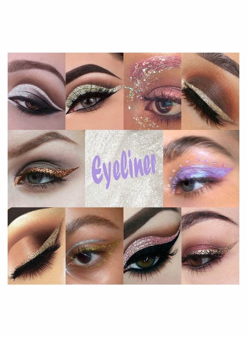 Excefore Waterproof Colorful Liquid Glitter Eyeshadow Kit, 10Pcs Longwearing Gold Liquid Glitter Eyeliner Set, Liquid Eye Glitter Sparkle Eye shadow Glitter sombra de para ojos Makeup Glitter for Eyes - Image 5