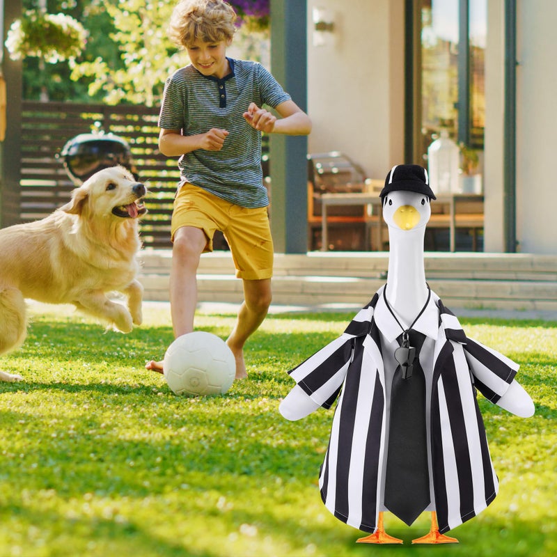 Watayo 4 Pcs/Set Referee Porch Goose Outfits, Lawn Goose Statue Referees Costume, Garden Goose Clothes Referee Shirt Hat Tie and Whistle for 23" Statue Halloween Sports Season Outdoor Patio Yard Decor - Image 5