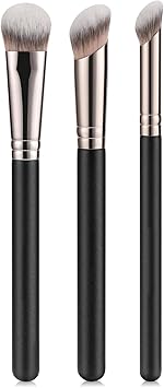 Contour Conceal Brush Set 3PCS Angled Synthetic Under Eye Concealer Brush for Blending Setting Buffing with Liquid Cream and Powder Cosmetic - Image 1