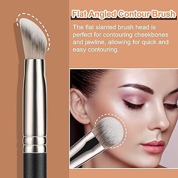 Contour Conceal Brush Set 3PCS Angled Synthetic Under Eye Concealer Brush for Blending Setting Buffing with Liquid Cream and Powder Cosmetic - Image 3