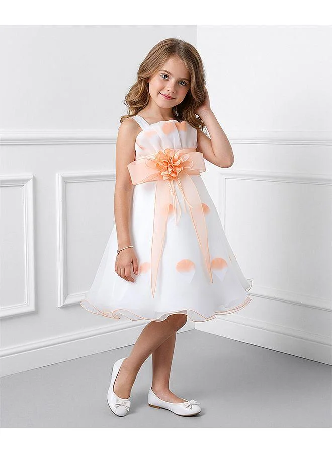 Mark & Mia Mark & Mia Printed & Pearl Embellished Bow Detailed Sleeveless Party Dress - White