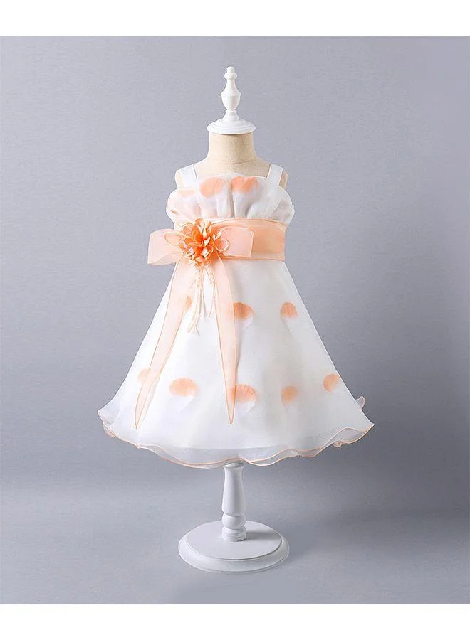 Mark & Mia Mark & Mia Printed & Pearl Embellished Bow Detailed Sleeveless Party Dress - White