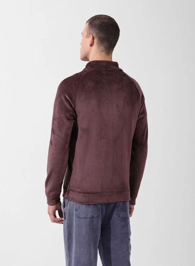 The Indian Garage Co Men Regular Fit Self Design High Neck Full Sleeves Sweatshirt