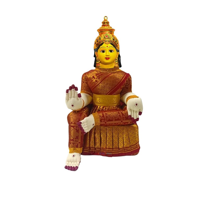 SRI YAGNAA تمثال سري ياجنا معدني لفرالاكشمي أمواري مع وجه تمثال فرالاكشمي تمثال أمان تمثال ديفي مع وجه 14 بوصة متعدد الألوان - Image 1