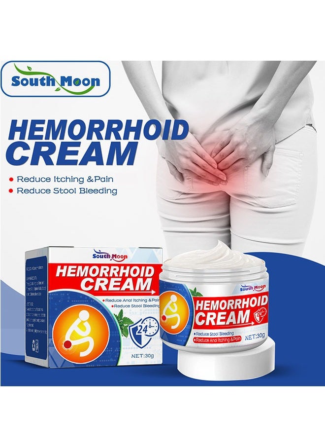 SOUTH MOON Hemorrhoids Treatment Cream 30g, Itching Relief Herbal Hemorrhoid Ointment for Fissure, Alleviate Painful Burning, Itching, Discomfort, Relieve Hemorrhoid Swelling and Pain  - Image 1