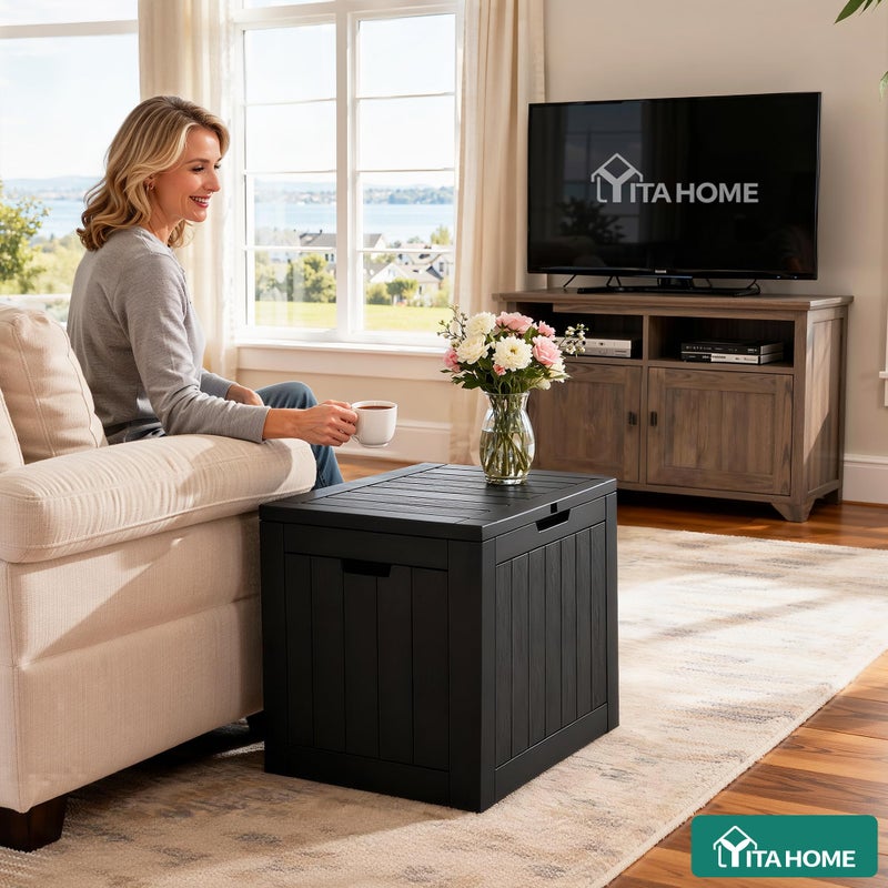 YITAHOME صندوق تخزين خارجي ييتاهوم سعة 31 جالون، صندوق توصيل وتخزين مقاوم للماء مع غطاء قابل للقفل لوسائد أثاث الفناء، ملحقات المسبح، أدوات الحديقة، أسود - Image 3