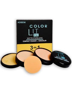 adbeni 3 In 1 Compact Powder With Concealer 24Gm | Matte & Poreless | Lit Me & Flawless Coverage | Triple-Action Complexion Enhancement | 100% Vegan & Long Lasting | Natural Ivory Spf 25  - Image 3