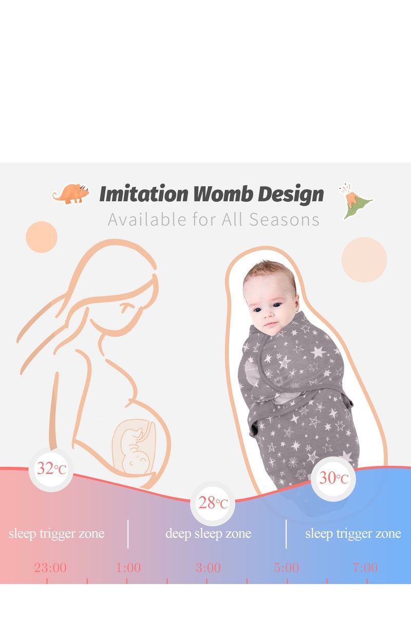 Miracle Baby 3 Pieces Set Baby Swaddle Wrap 100% Cotton Wearable Newbron Blankets  Cartoon Cute Infant Sleeping Bag - Image 5