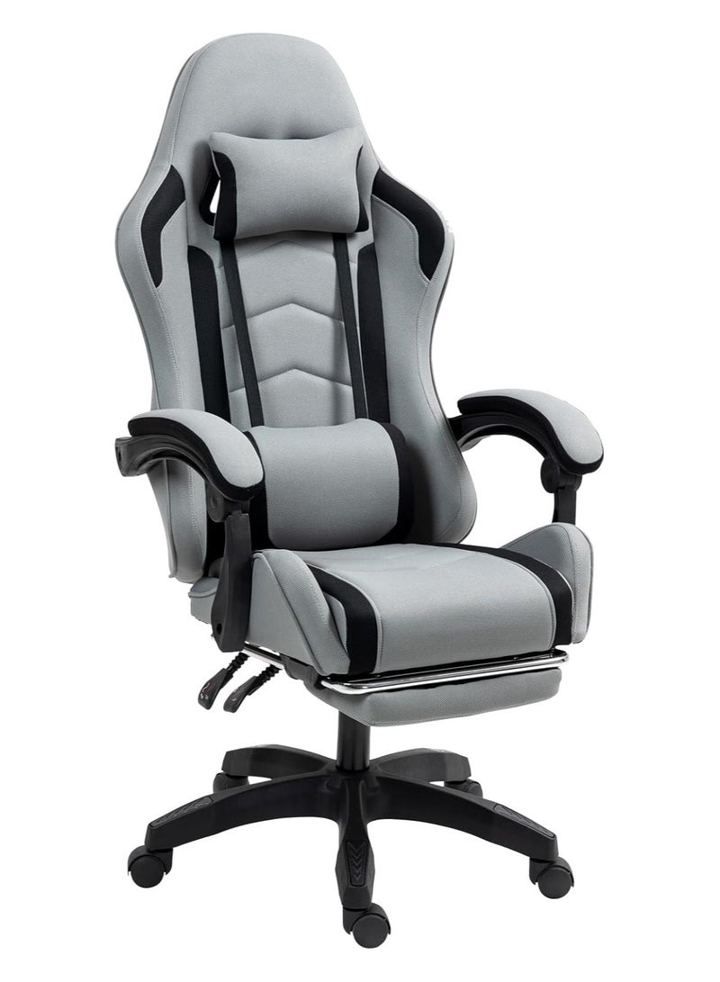 OHAHO Gaming Chair Computer Chair - High Back Fabric ComputerChair With Tilt, Height Adjustment, Neck and Massaging Lumbar Support for Office or Gaming (Grey) - Image 1