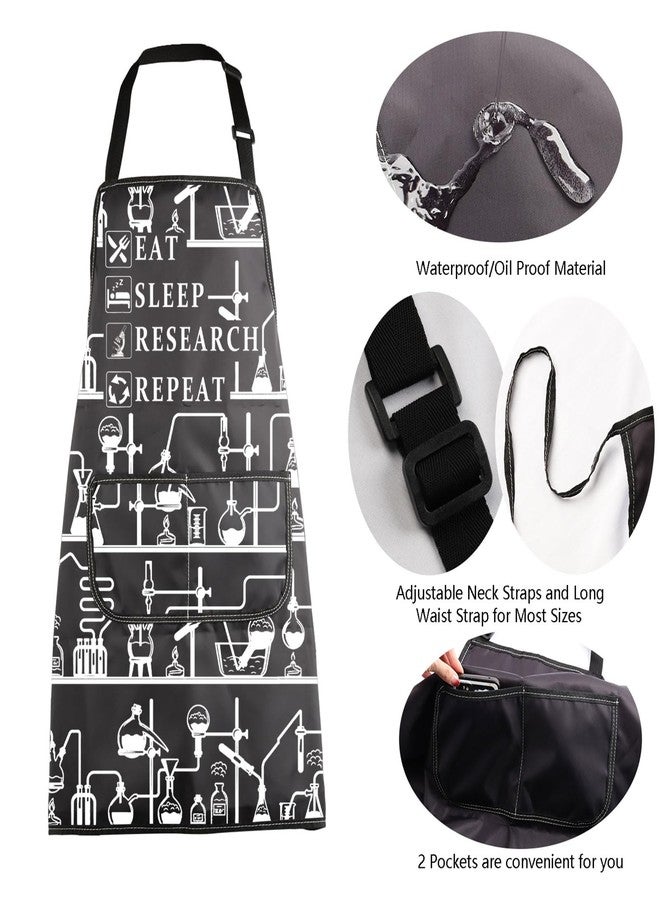 MBMSO Lab Researcher Apron with Pockets Eat Sleep Research Repeat Funny Science Gifts for Chemist Physicist Researcher Gifts (Lab Researcher Apron-b) - Image 5