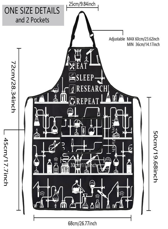 MBMSO Lab Researcher Apron with Pockets Eat Sleep Research Repeat Funny Science Gifts for Chemist Physicist Researcher Gifts (Lab Researcher Apron-b) - Image 2