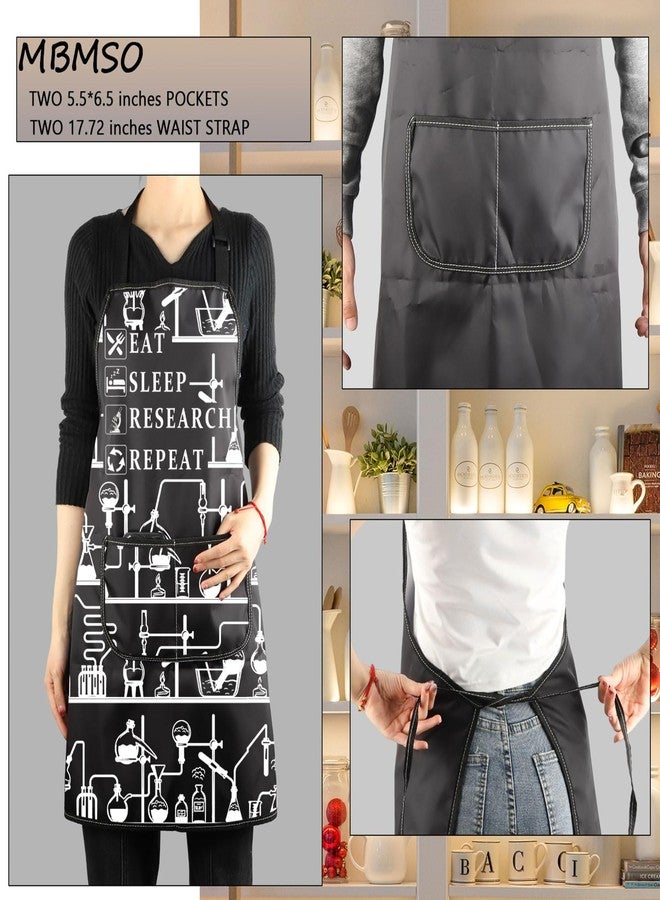 MBMSO Lab Researcher Apron with Pockets Eat Sleep Research Repeat Funny Science Gifts for Chemist Physicist Researcher Gifts (Lab Researcher Apron-b) - Image 3