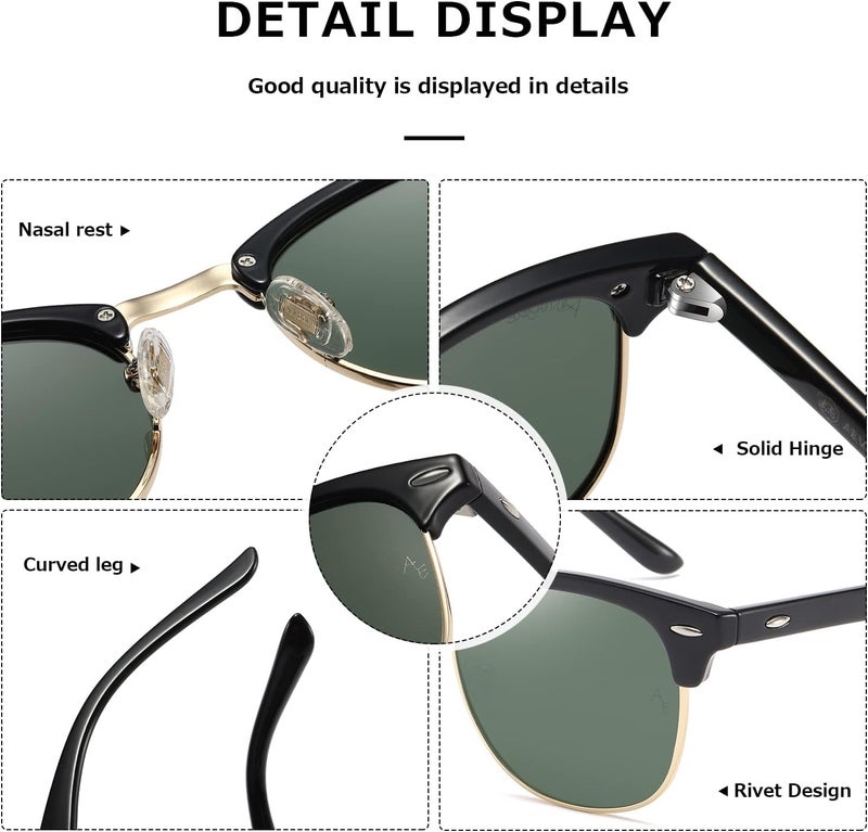 AEVOGUE Polarized Sunglasses For Women And Men Semi Rimless Frame Retro Sun Glasses AE0369 - Image 5