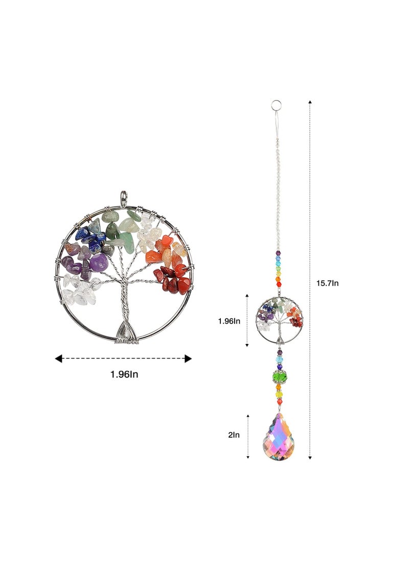 Generic Chakra Healing Crystal Stone Sun Catchers for Windows, Tree of Life Tandem Natural Quartz Gemstone Pendant Rainbow Maker Suncatcher, Spiritual Gifts for Women  - Image 5