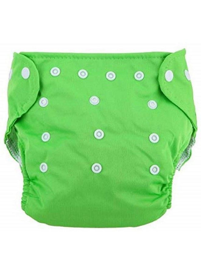 Alya Pocket Button Style Solid Reusable Cloth Diaper All In One Adjustable Washable Diapers Nappies(Without Inserts) For Toddlers;New Borns(Small;3 12 Kgs)(Green Pack Of 1) - Image 1