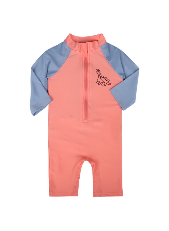 إسكدنيا ملابس سباحة للأطفال للأولاد والبنات قطعة ديناصور للأطفال واقي من الشمس بدلة ركوب الأمواج صغيرة ومتوسطة الحجم للأطفال الصغار - اللون: 251 برتقالي أحمر - - Image 5