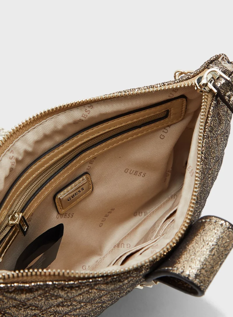 GUESS Dazzle Textured Top Zip Crossbody