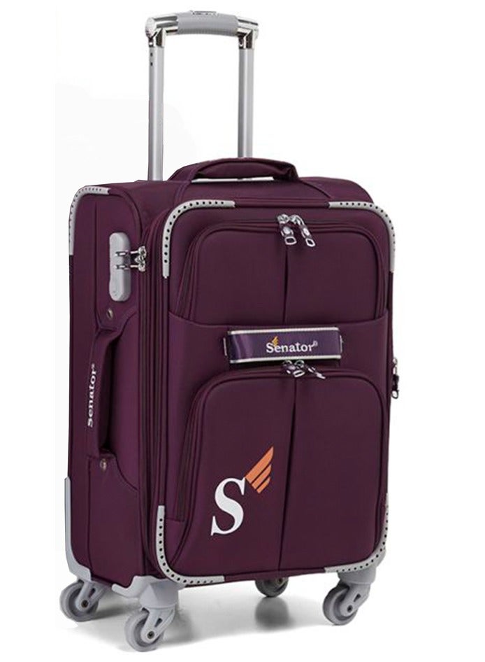 SENATOR Soft Shell Trolley Luggage Set of 3 Pcs For Unisex Ultra Lightweight Expandable Suitcase With 4 Wheels LL003 Purple - Image 2