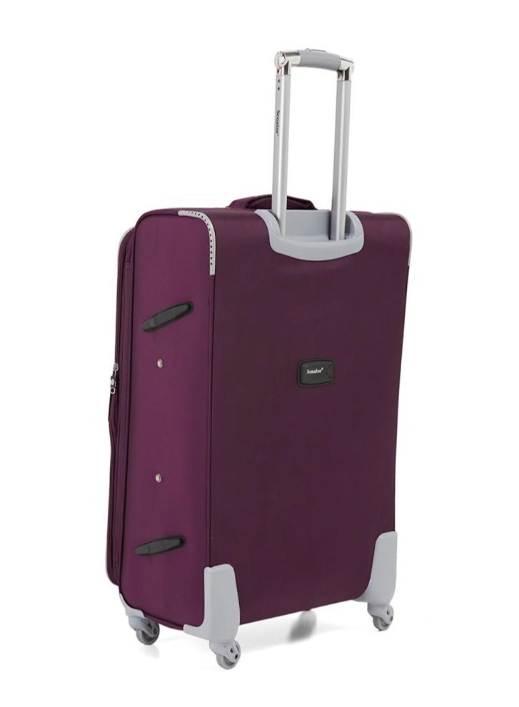 SENATOR Soft Shell Trolley Luggage Set of 3 Pcs For Unisex Ultra Lightweight Expandable Suitcase With 4 Wheels LL003 Purple - Image 4