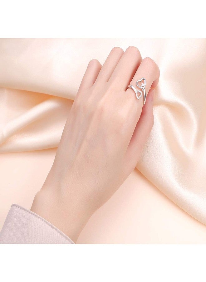 Ladytree Sterling Silver Always My Sister Forever My Friend Double Heart Ring Size 6 - Image 3