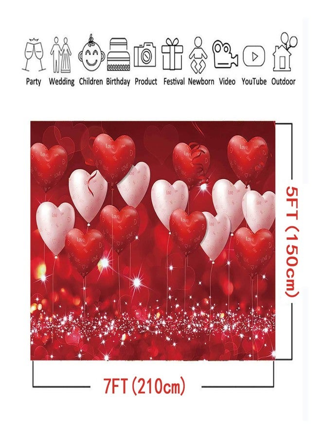 XLL Red Hearts Balloons Love Valentine''s Day Theme Photography Backdrops 7x5ft Wedding Anniversary Wedding Bridal Shower Mother''s Day Photo Background Couple Studio Portrait Pictures Shoot Props Vinyl - Image 5