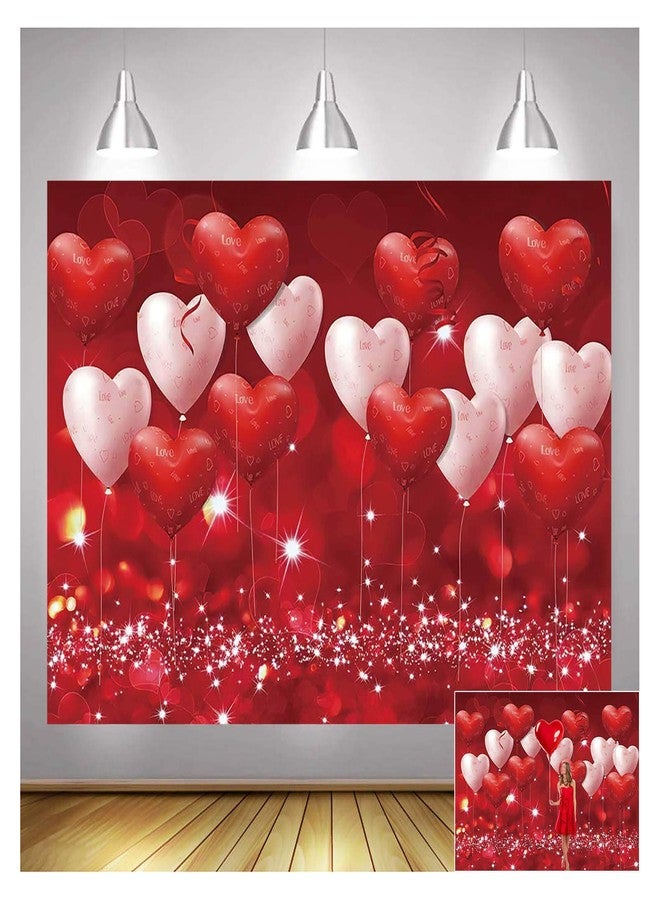 XLL Red Hearts Balloons Love Valentine''s Day Theme Photography Backdrops 7x5ft Wedding Anniversary Wedding Bridal Shower Mother''s Day Photo Background Couple Studio Portrait Pictures Shoot Props Vinyl - Image 1