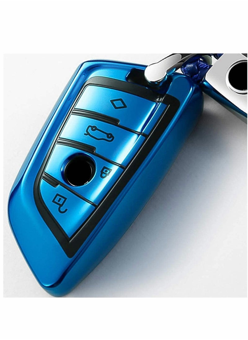 KASTWAVE - Key Cover for BMW Key, Blade Shape Soft TPU Key Case Shell Pouch for BMW New X1 X3 X5 X6 Series Keyless Entry Key Cover, Blue - Image 1