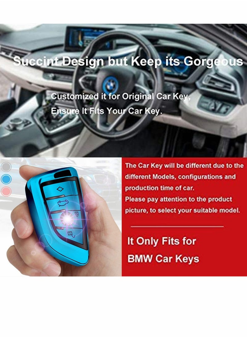 KASTWAVE - Key Cover for BMW Key, Blade Shape Soft TPU Key Case Shell Pouch for BMW New X1 X3 X5 X6 Series Keyless Entry Key Cover, Blue - Image 1