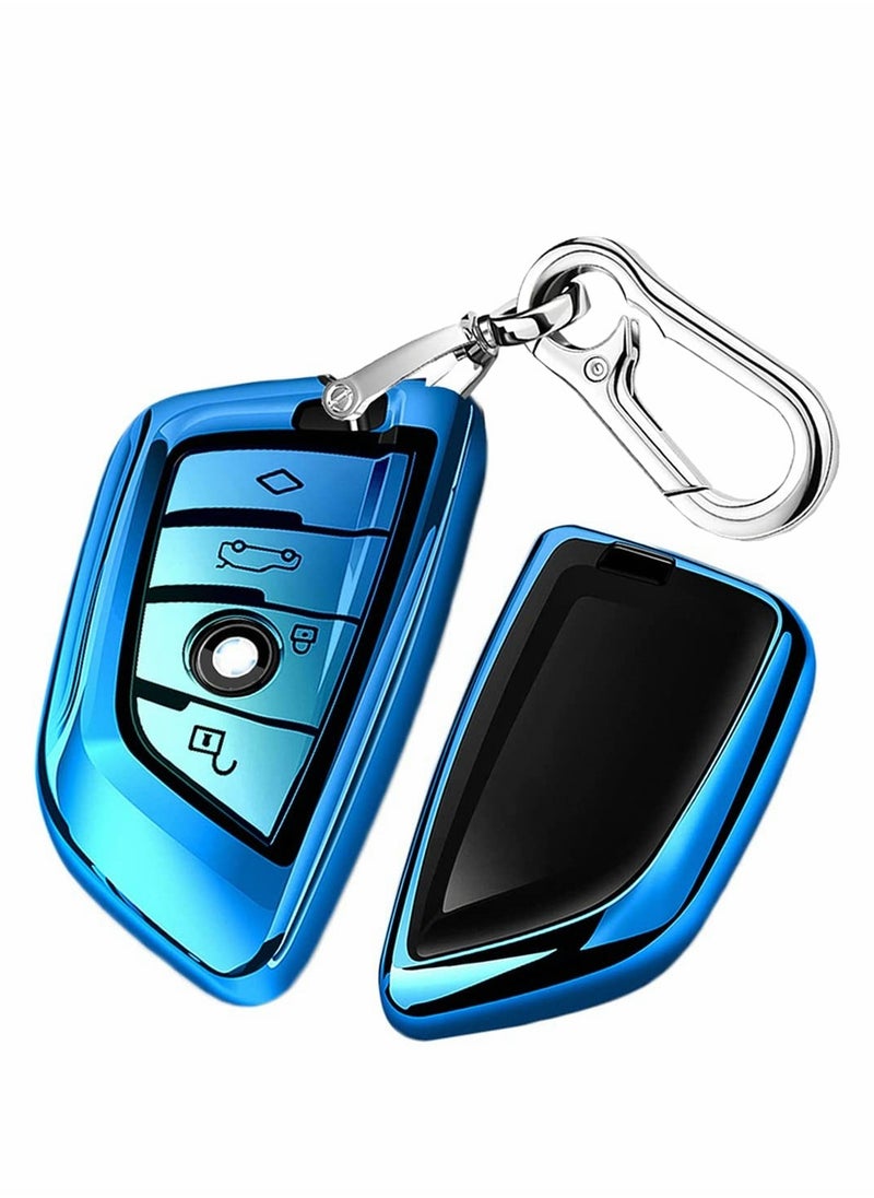 KASTWAVE - Key Cover for BMW Key, Blade Shape Soft TPU Key Case Shell Pouch for BMW New X1 X3 X5 X6 Series Keyless Entry Key Cover, Blue - Image 1