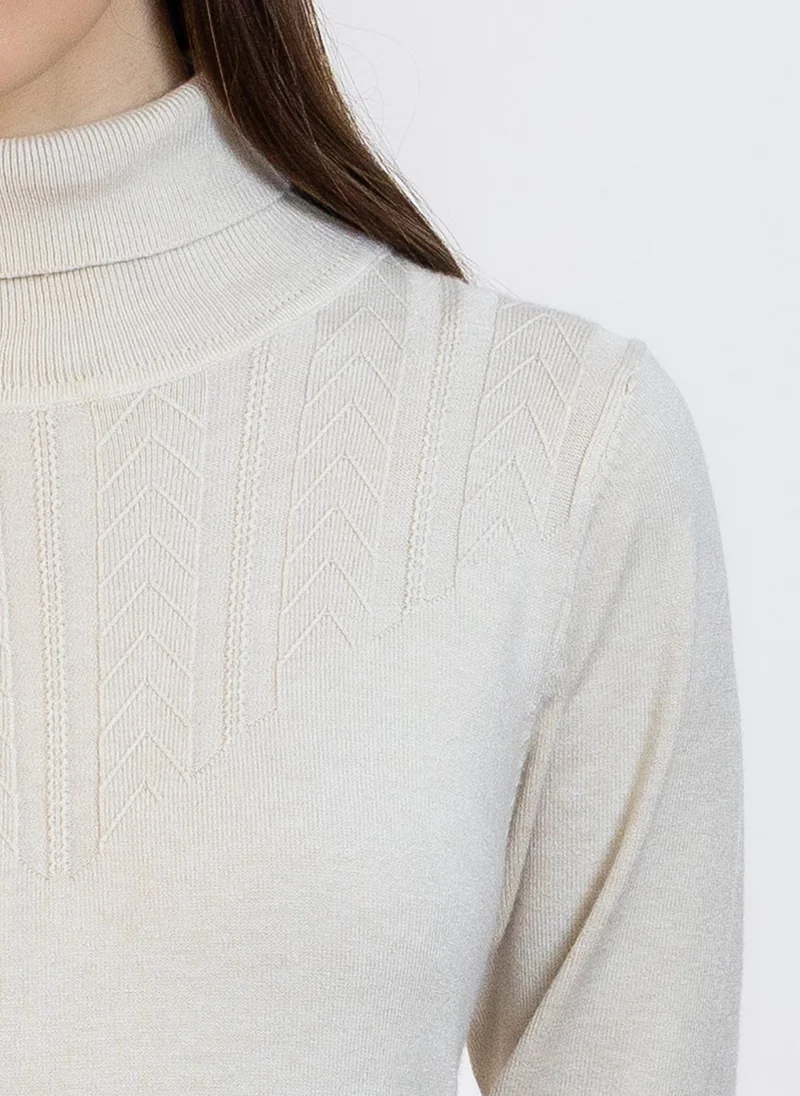 Shapes Beige DETAILED RIBBED SWEATER for Women | Best Price UAE