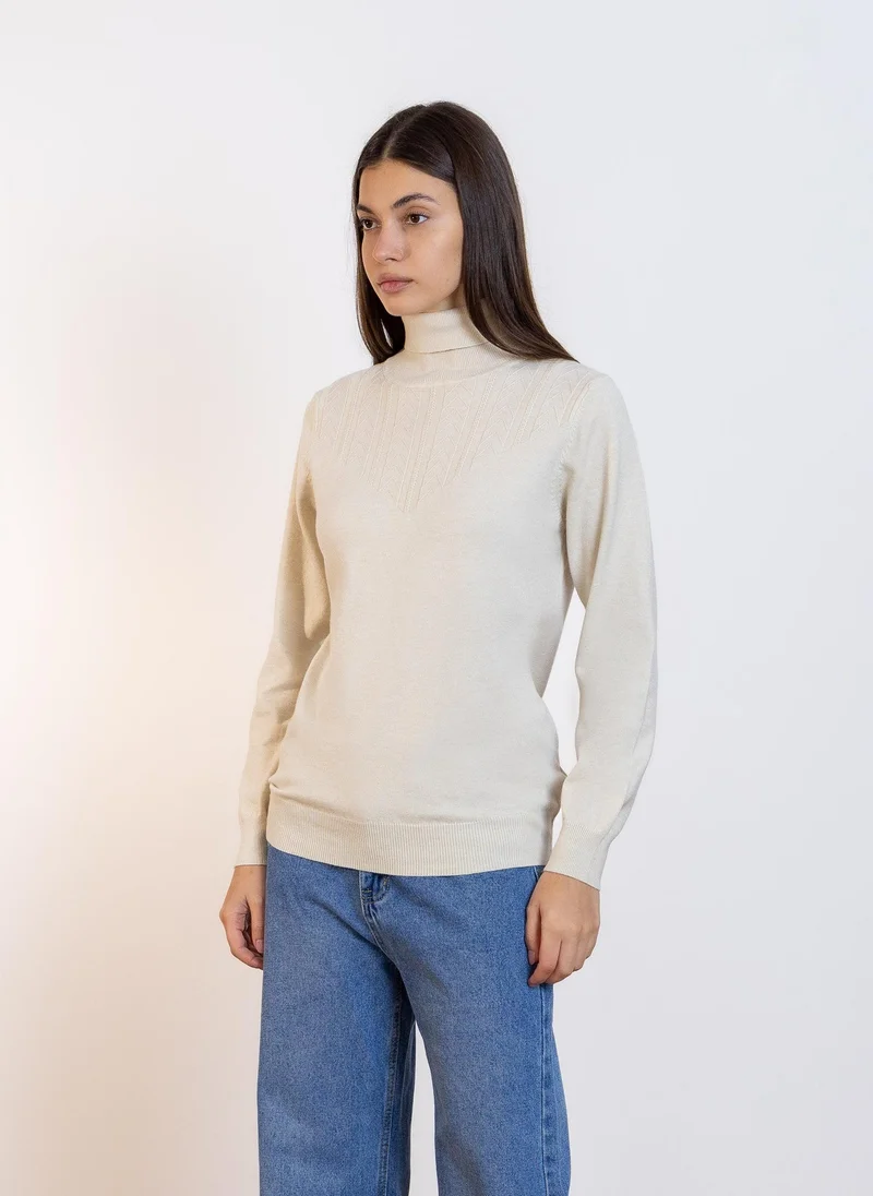 SHAPES DETAILED RIBBED SWEATER